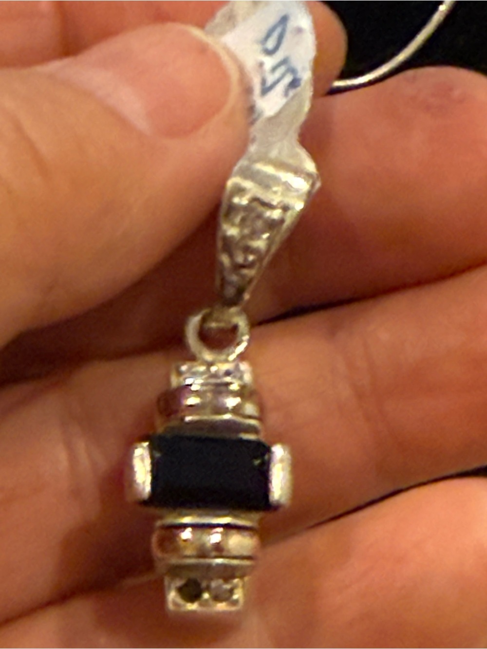925 Silver & 18k gold Black Gem Drop Pendant - Women Jewelry